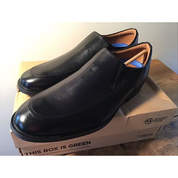 Clarks Whiddon Step Black Leather Men’s 8.5 Wide Dress Casual Shoes NIB main image 5